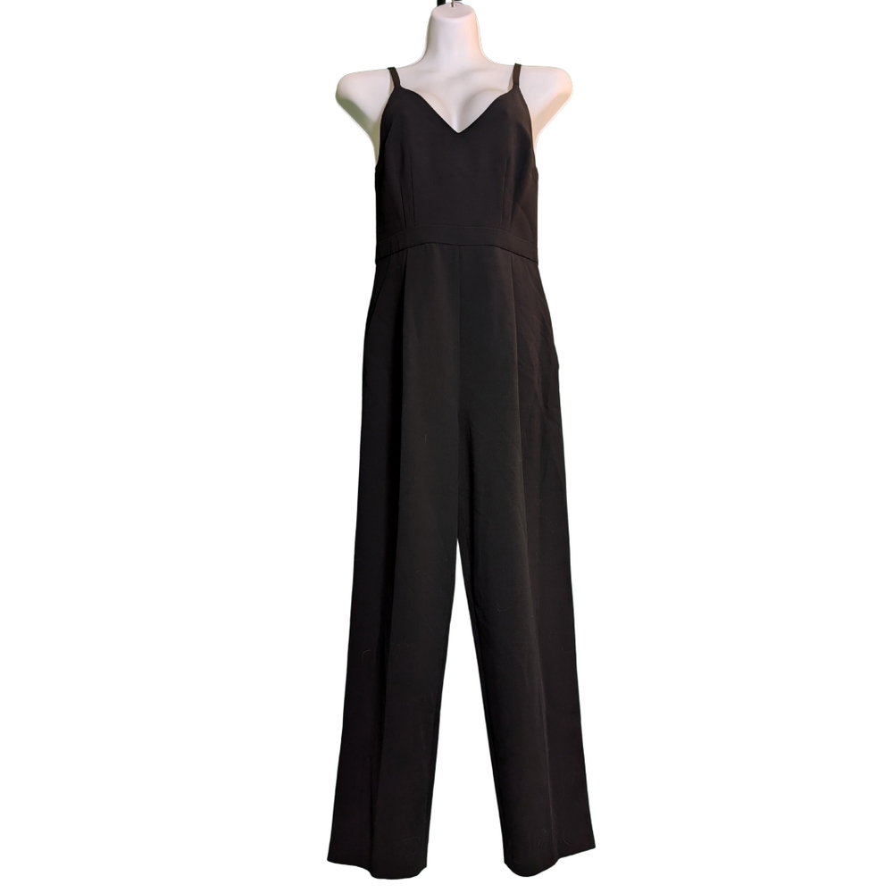 French Connection Black Wide-Leg Jumpsuit with Plunging V-Neck